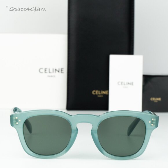Celine Women Sunglasses Lime Green Transparent Square CL40233I 3 DOTS 93N NEW main image 5